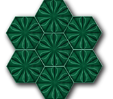 Hexagonal Floral Patterned Emerald Green Ceramic (15x17 cm)